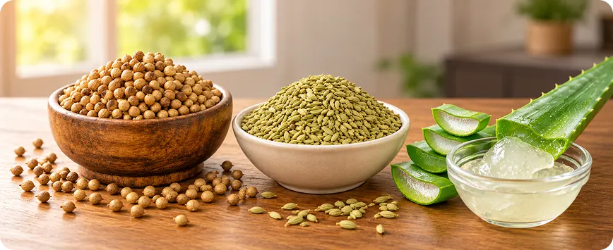 Coriander, Fennel, and Aloe Vera